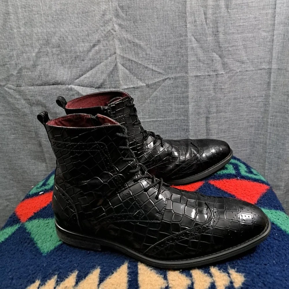 %Giovanni Stock Corbin High Top Side Zip Boots Men's Size 13 / D5
